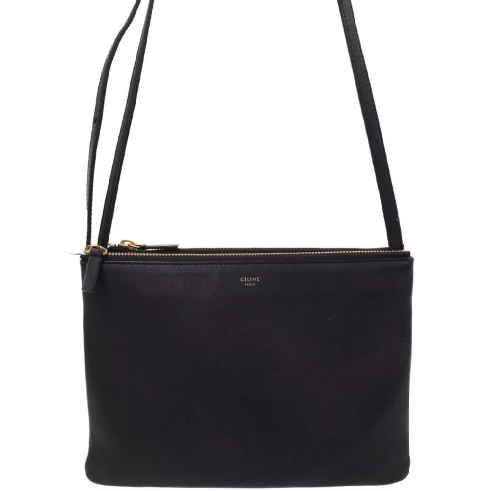 Celine Trio Leather Crossbody Bag Black